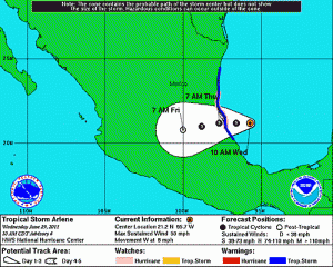 Tropensturm Arlene tobt im Golf von Mexiko