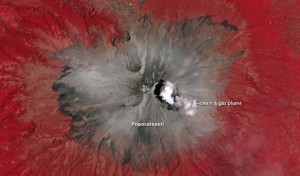 Popocatépetl: NASA Fotos, Infrarotbilder und Video aus dem feuerspeienden Krater